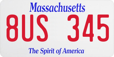 MA license plate 8US345