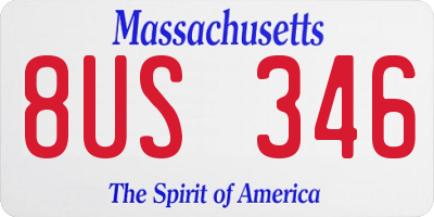 MA license plate 8US346
