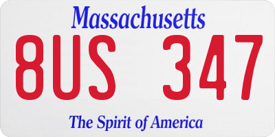 MA license plate 8US347