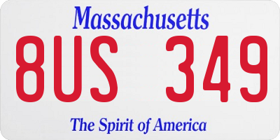 MA license plate 8US349