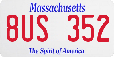 MA license plate 8US352