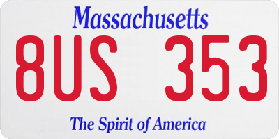 MA license plate 8US353
