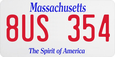 MA license plate 8US354