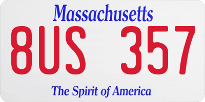 MA license plate 8US357