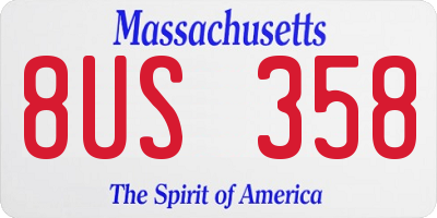 MA license plate 8US358
