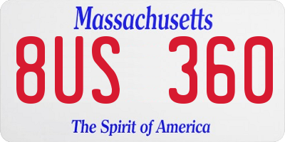 MA license plate 8US360