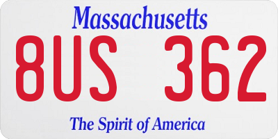 MA license plate 8US362