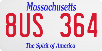 MA license plate 8US364