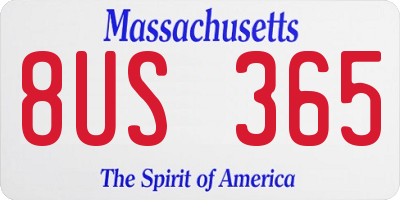 MA license plate 8US365