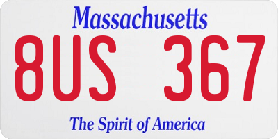 MA license plate 8US367