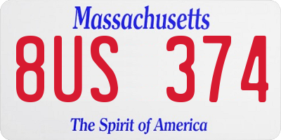 MA license plate 8US374