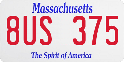 MA license plate 8US375
