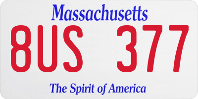 MA license plate 8US377