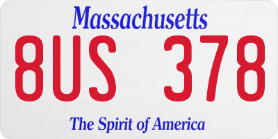 MA license plate 8US378