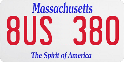 MA license plate 8US380