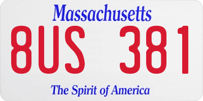 MA license plate 8US381