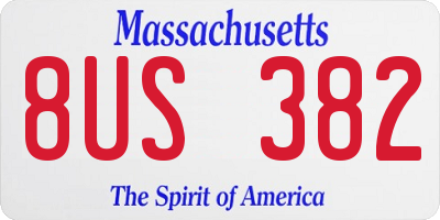 MA license plate 8US382