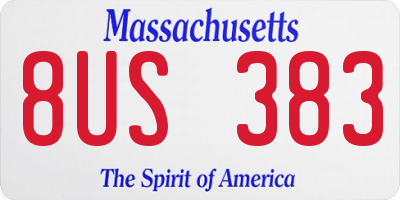 MA license plate 8US383