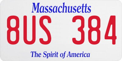 MA license plate 8US384