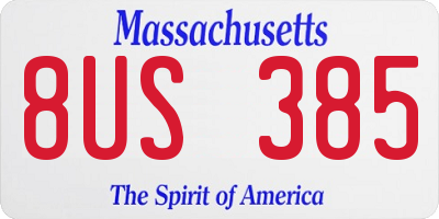 MA license plate 8US385
