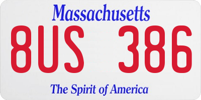 MA license plate 8US386