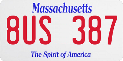 MA license plate 8US387
