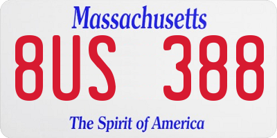 MA license plate 8US388