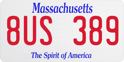 MA license plate 8US389