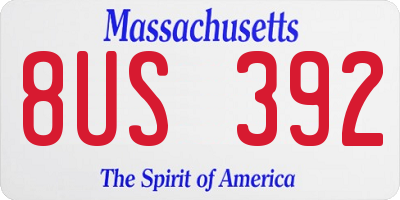 MA license plate 8US392