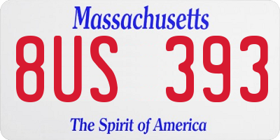 MA license plate 8US393