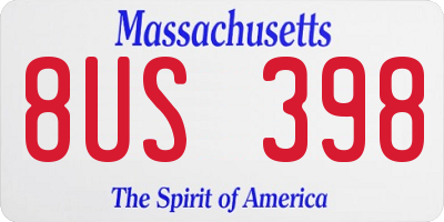 MA license plate 8US398