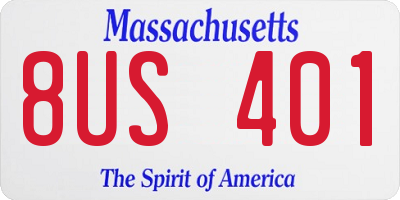 MA license plate 8US401