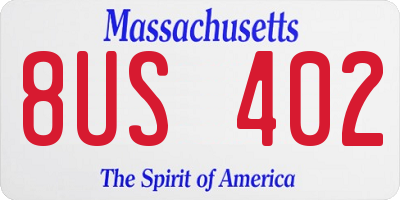 MA license plate 8US402