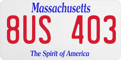 MA license plate 8US403