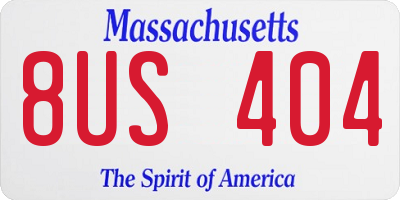 MA license plate 8US404