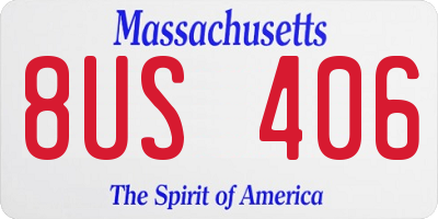 MA license plate 8US406