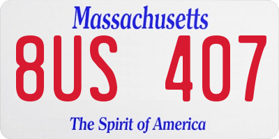 MA license plate 8US407