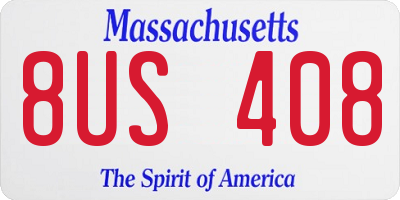 MA license plate 8US408