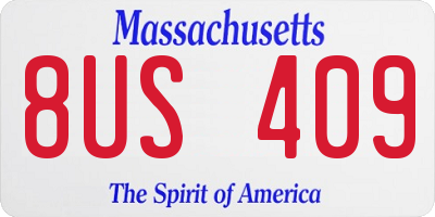 MA license plate 8US409
