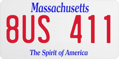 MA license plate 8US411