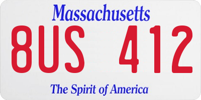 MA license plate 8US412