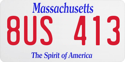 MA license plate 8US413