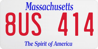 MA license plate 8US414