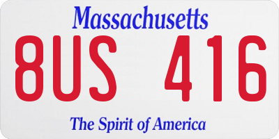 MA license plate 8US416