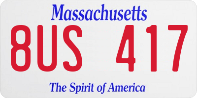 MA license plate 8US417