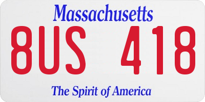 MA license plate 8US418