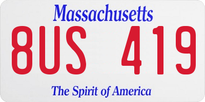 MA license plate 8US419