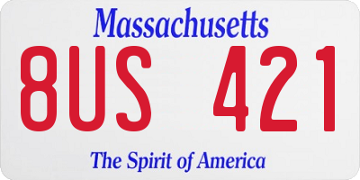 MA license plate 8US421