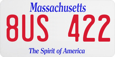 MA license plate 8US422