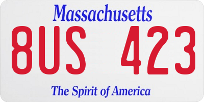 MA license plate 8US423